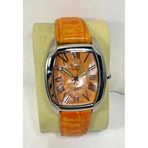 Activa Swiss Watch Tank Orange MOP Dial, Original Orange Leather Band
